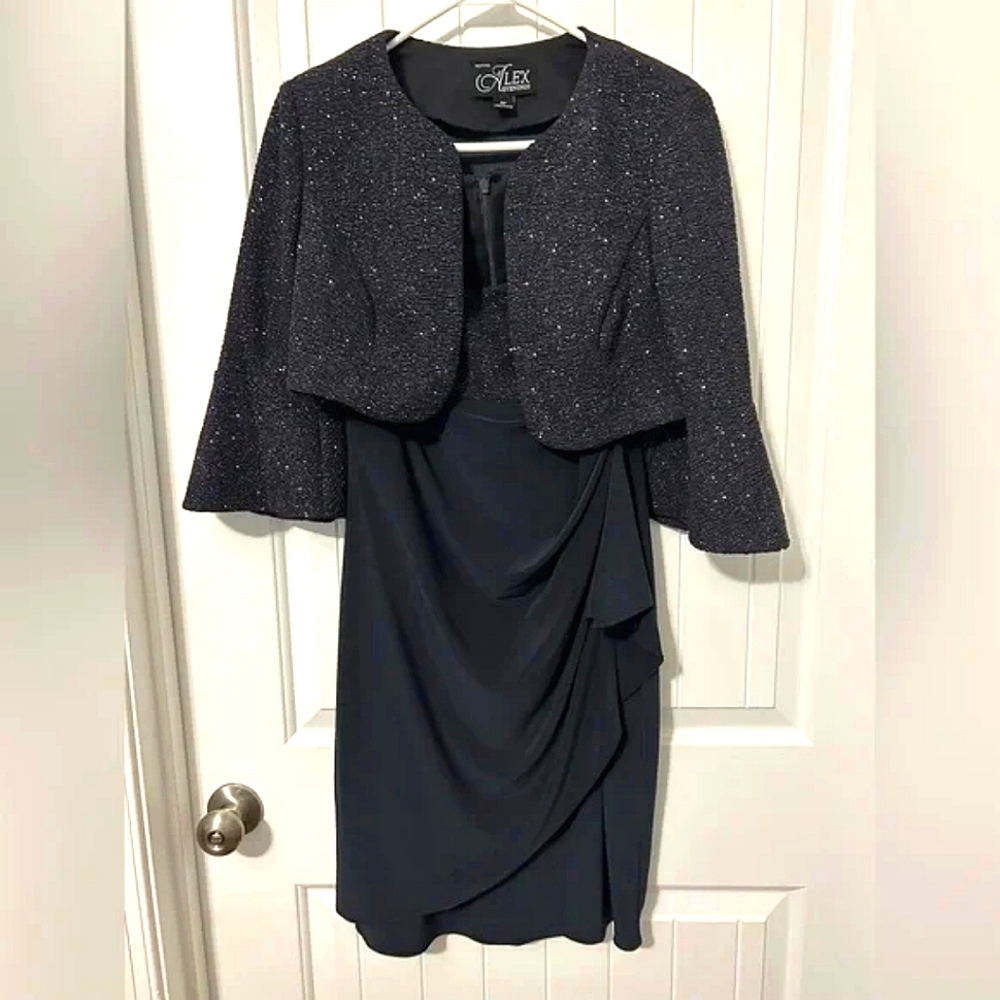 ALEX EVENINGS COCKTAIL DRESS with jacket Size 12 Elegant